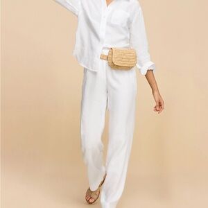 Talbots White Wide Leg Pants for Professional Occasions